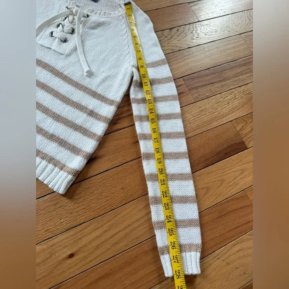 Wooden Ships Palmer Laced Sweater White/Tan Stripe Women’s Size S/M - Picture 10 of 11